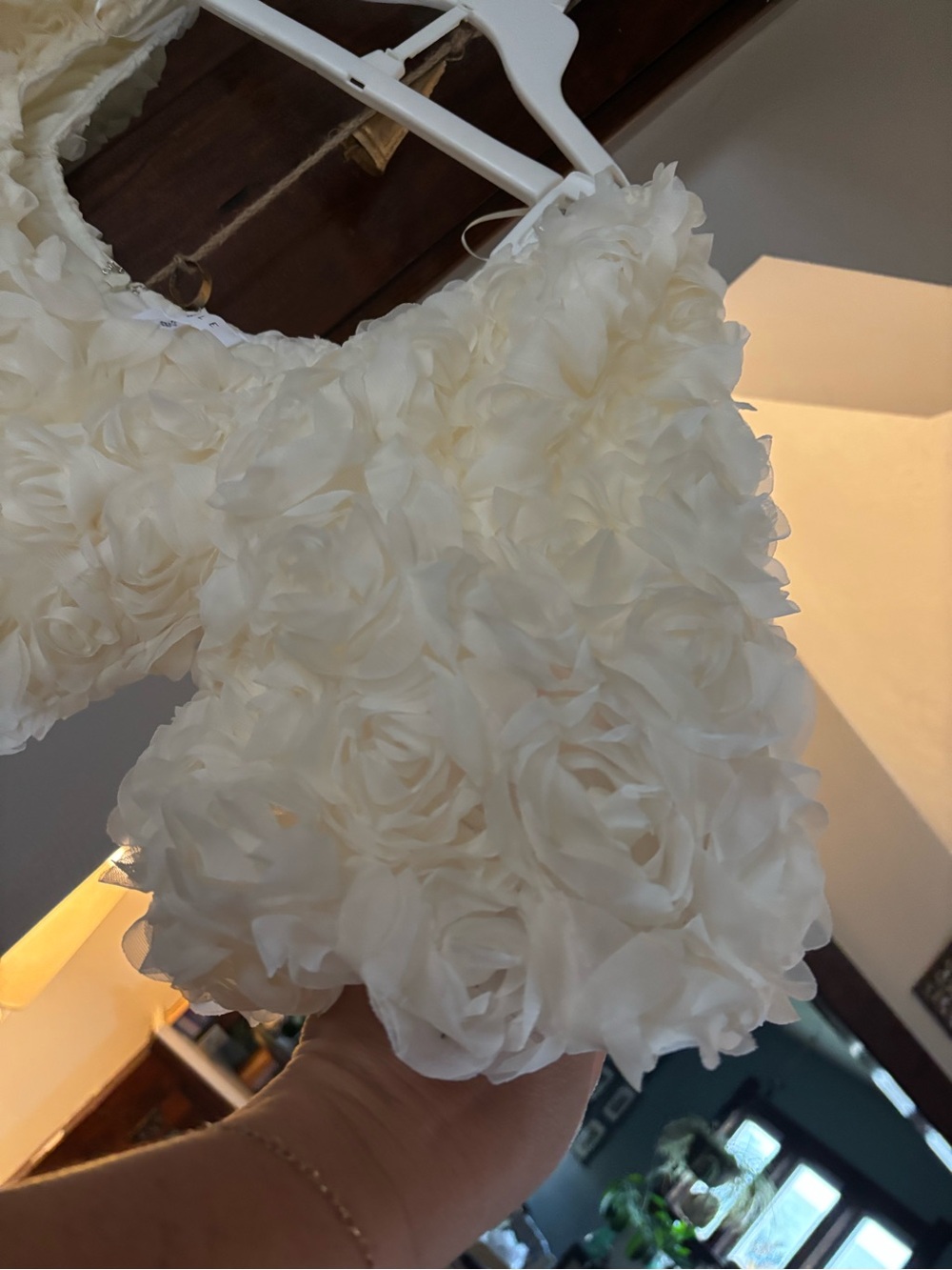 Vici Ivory Rose Appliqué Puff Sleeve Dress - Picture 3 of 6